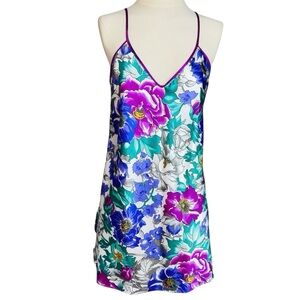 Vintage Floral Satin Slip Nightgown